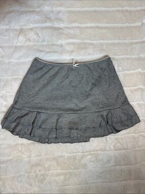 Gray Ruffle Hem Women's Skirt - Classic A-Line